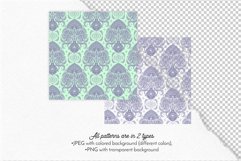Floral Purple &amp; Green Bohemian Damask Seamless Patterns Product Image 5