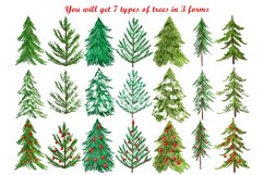 Christmas tree png clipart, Watercolor winter digital file Product Image 2