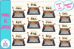 Typewriter Monthly Planner Stickers Print and Cut File front image