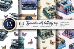 Butterfly Key Typewriters Seamless Pattern Digital Paper Product Image 1