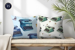 Hand-Painted Typewriters with Butterfly Keys Digital Paper Product Image 2