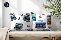 Butterfly Key Typewriters Seamless Pattern Digital Paper Product Image 2