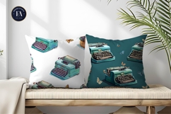 Typewriters with Butterfly Keys Watercolor Digital Paper Product Image 2