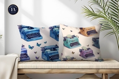 Hand-Painted Typewriters with Butterfly Keys Digital Paper Product Image 2