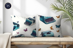 Typewriters with Butterfly Keys Watercolor Digital Paper Product Image 2