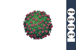 Pink Flowering Bush with Green Leaves Vector Illustration in Product Image 1