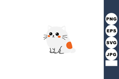 Cute white and orange cat sitting with big eyes vector illus Product Image 1