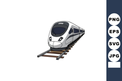 High speed white passenger train on railway tracks vector il Product Image 1