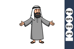 Middle Eastern man cartoon character with traditional dress Product Image 1