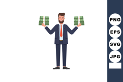 Businessman holding stacks of money cash in both hands vecto Product Image 1