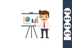 Businessman presenting colorful charts on tripod board with Product Image 1