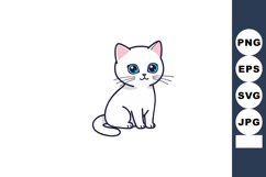 White cat with blue eyes sitting vector illustration in cart Product Image 1