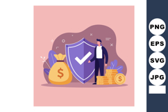 Financial Security Concept with Money Bag Coins and Shield P Product Image 1