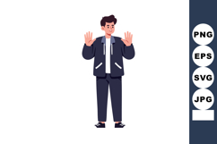 Young man standing with hands raised wearing casual jacket a Product Image 1