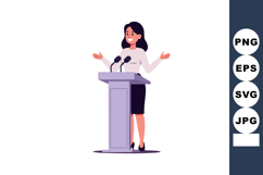 Woman speaking at podium with microphones in professional pr Product Image 1