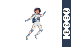 Child astronaut floating in space suit illustration with joy Product Image 1