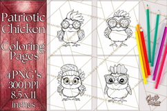 Patriotic Chicken Coloring Pages, Fourth of July PNG Files Product Image 1