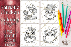 Patriotic Chicken Coloring Pages, Fourth of July PNG Files Product Image 1