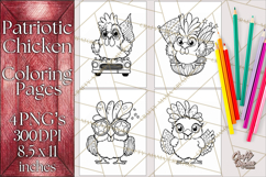 Patriotic Chicken Coloring Pages, Fourth of July PNG Files Product Image 1