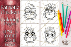 Patriotic Chicken Coloring Pages, Fourth of July PNG Files Product Image 1