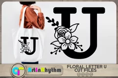 Floral letter U svg cut file / Botanical alphabet SVG Product Image 1