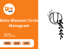 Boho Blossom Circle Monogram - Floral Bohemian Letter Frames Product Image 1