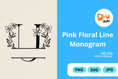 Pink Floral Line Monogram Product Image 1