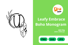 Leafy Embrace Boho Monogram Product Image 1