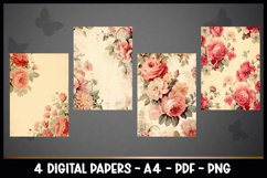 4 Digital Papers Vintage Flowers I Planner Pages A4 Product Image 2