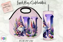 Alphabet Lunch Bag | Cute Gnome Lunch Bag | Monogram Tumbler Product Image 1