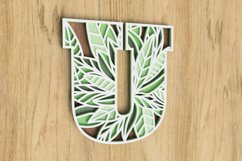 Layered Botanical Alphabet Laser Cut File - Letter U Product Image 2