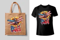 4th of July Dragonfly sublimation print design PNG Product Image 2