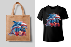 4th of July Dolphin sublimation print design PNG Product Image 2