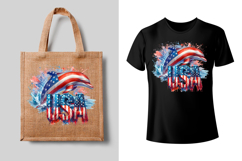 4th of July Dolphin sublimation print design PNG Product Image 2