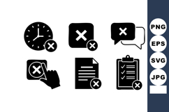 Black Error Icons Clock Document Checklist Hand Product Image 1