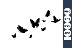 Black Butterfly Silhouettes Flying Formation Vector Product Image 1