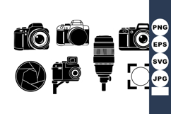 Black White Vintage Modern Camera Icons Vector Product Image 1