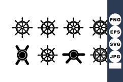 Nautical Ship Wheels Steering Boat Helm Icons Set Product Image 1