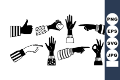 Black White Hand Gestures Thumbs Up Heart Vector Product Image 1