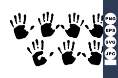 Black Handprints Two Rows Vector Illustration Background Product Image 1