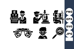 Eye Examination Optometrist Vision Test Equipment Icons Product Image 1
