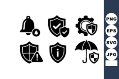 Security Shield Protection Alert Safety Icons Set Product Image 1