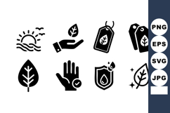 Eco Friendly Leaf Icons Set Vector Illustration Product Image 1