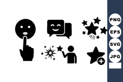 Six Black Silhouette Icons Vector Pack Product Image 1