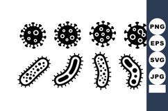 Virus and Bacteria Icons Vector Set for Medical Use Product Image 1