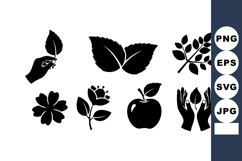 Hand Holding Leaf and Nature Icons Vector Product Image 1