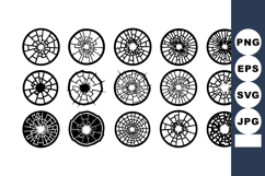 Set of Sixteen Black White Circular Spider Webs Vector Product Image 1