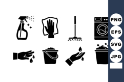 Cleaning Tools Icons Spray Mop Vector Illustration Product Image 1