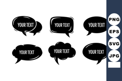 Black Speech Bubbles Vector Set for Dialogue Product Image 1