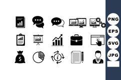 Business Finance Icons Charts Graphs Briefcase Communication Product Image 1